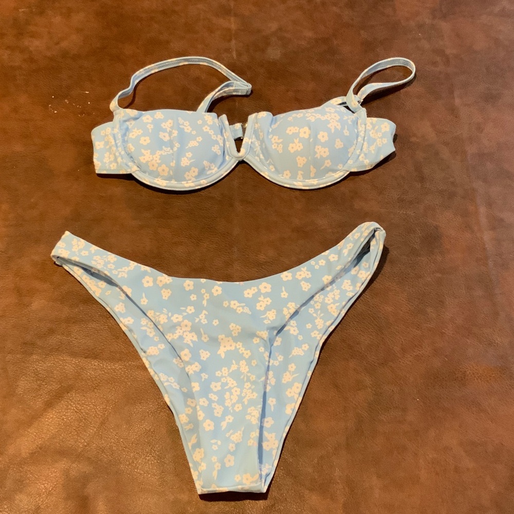 Blue Floral Bikini Set